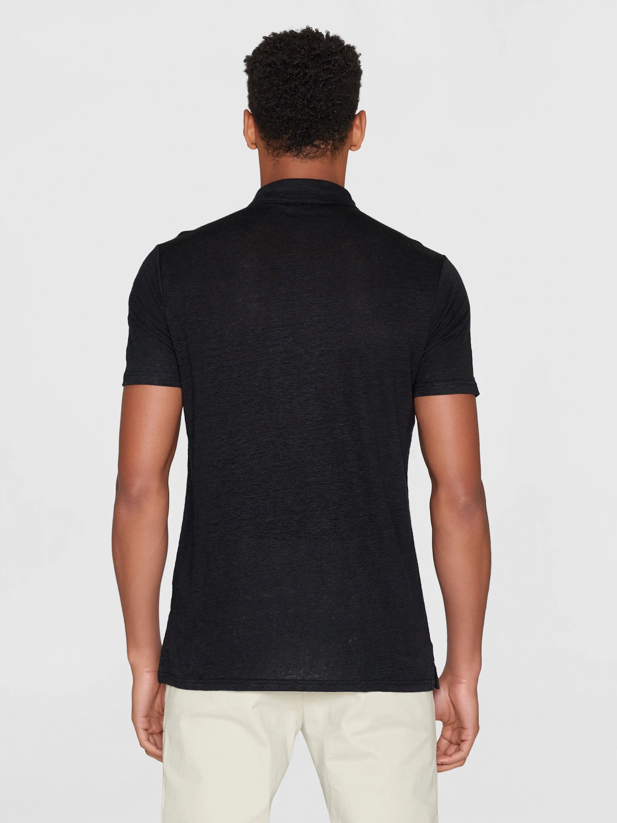 Linen polo - Black Jet