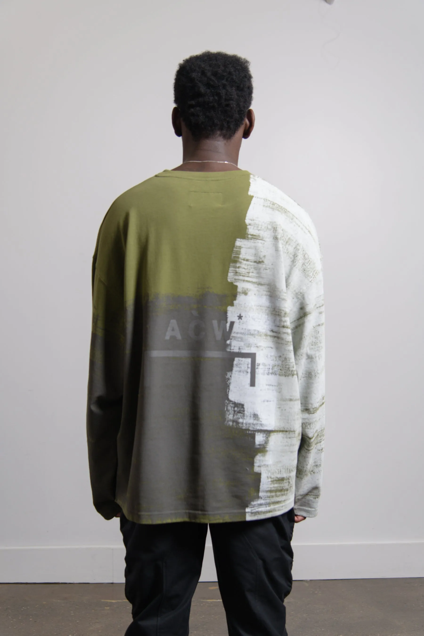 Long Sleeve Brush Stroke Tee Military Green