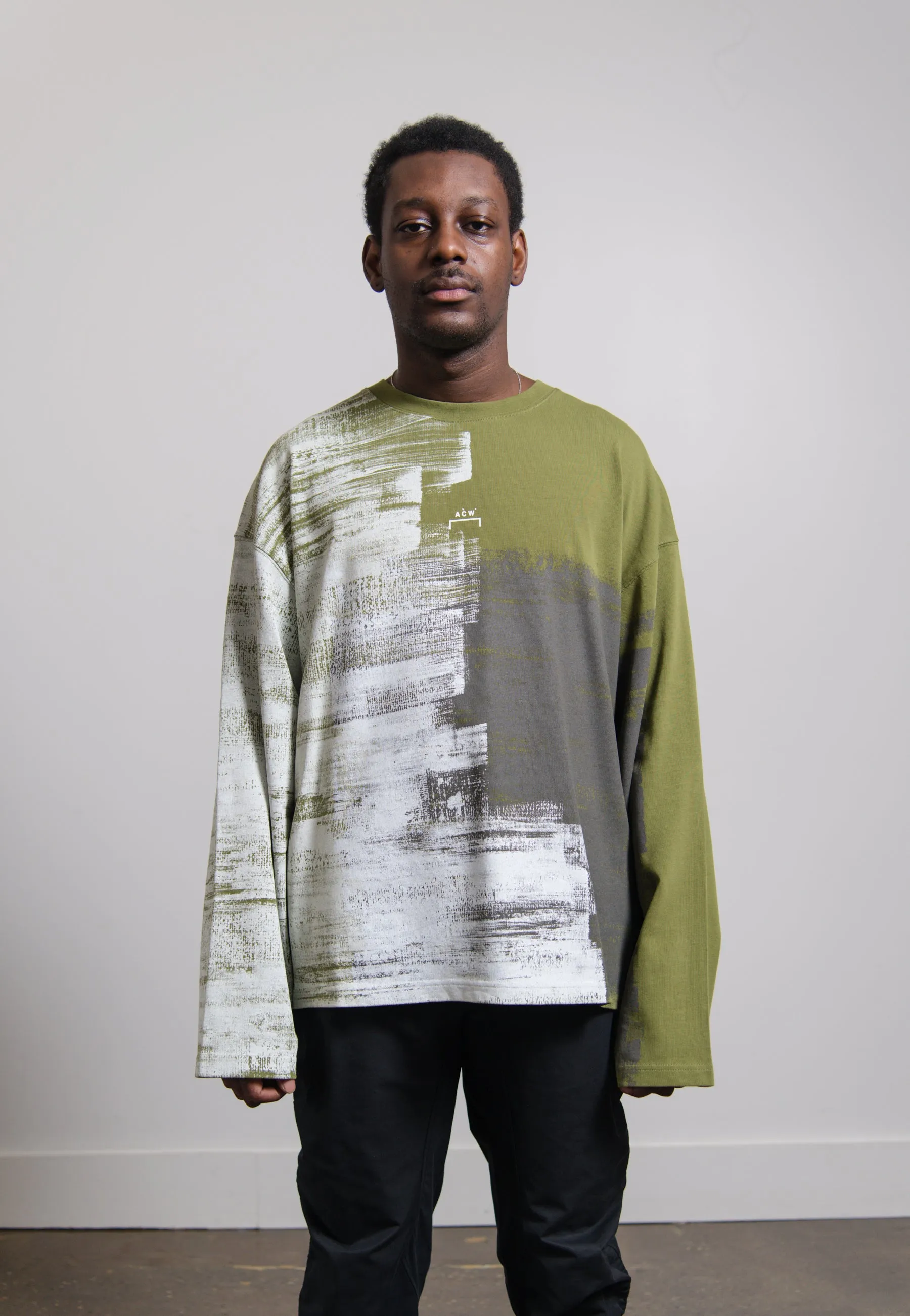 Long Sleeve Brush Stroke Tee Military Green