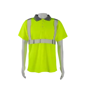 LPSS2 ANSI 107-2020 Class 2 Lime Birdseye Mesh Short Sleeve Polo-Shirt