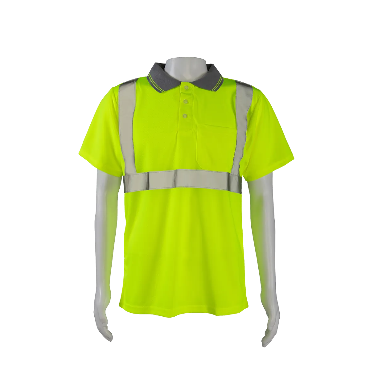 LPSS2 ANSI 107-2020 Class 2 Lime Birdseye Mesh Short Sleeve Polo-Shirt