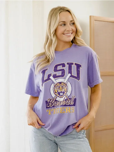 LSU Tigers Women's Violet Comfort Colors Baseball T-Shirt