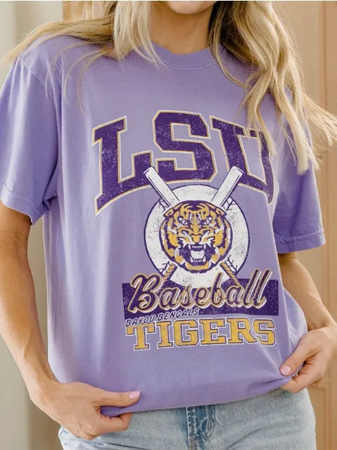 LSU Tigers Women's Violet Comfort Colors Baseball T-Shirt