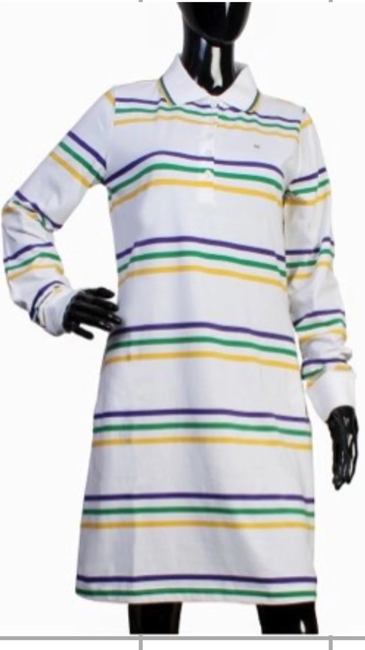 Mardi Gras Girls Thin Striped Polo Shirt Dress