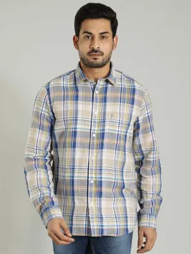 Men Checked Full Sleeve Linen Blend Shirt