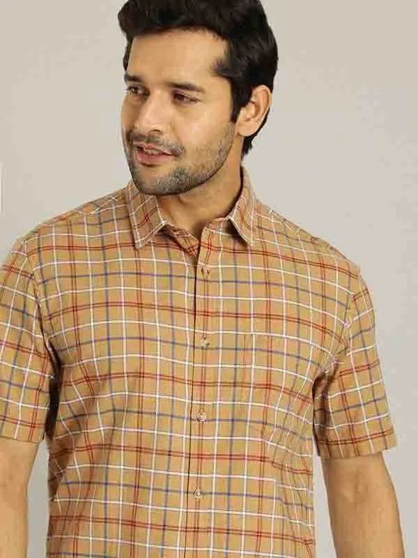 Men Checked Half Sleeve Cotton Shirt