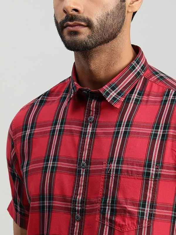 Men Checked Half Sleeve Cotton Shirt