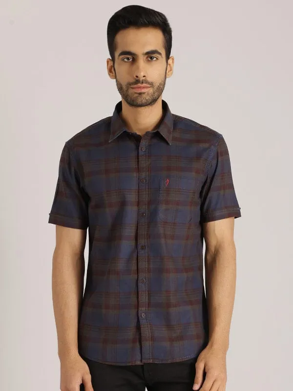 Men Checked Half Sleeve Cotton Shirt