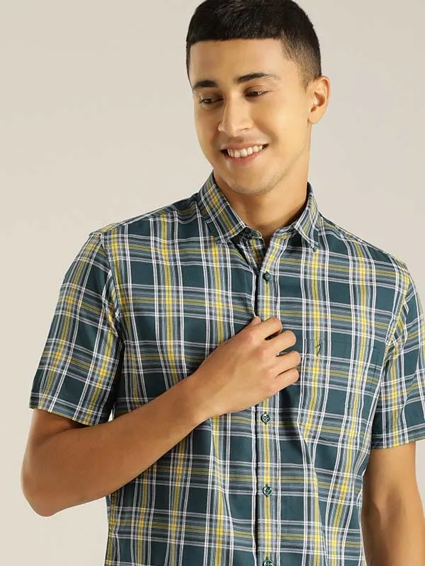 Men Checked Half Sleeve Cotton Shirt