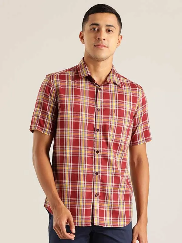 Men Checked Half Sleeve Cotton Shirt