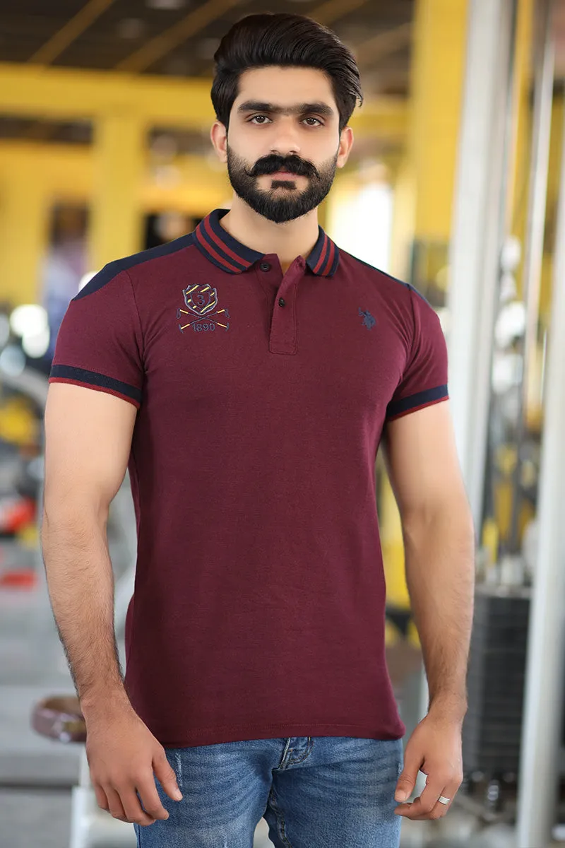 Men Collared Polo Shirt Maroon