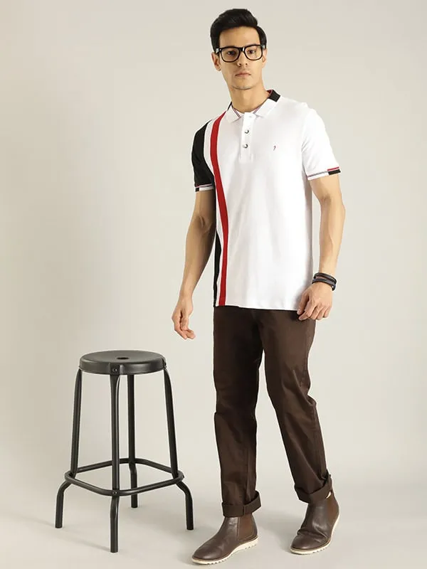 Men Color Block Polo T-Shirt