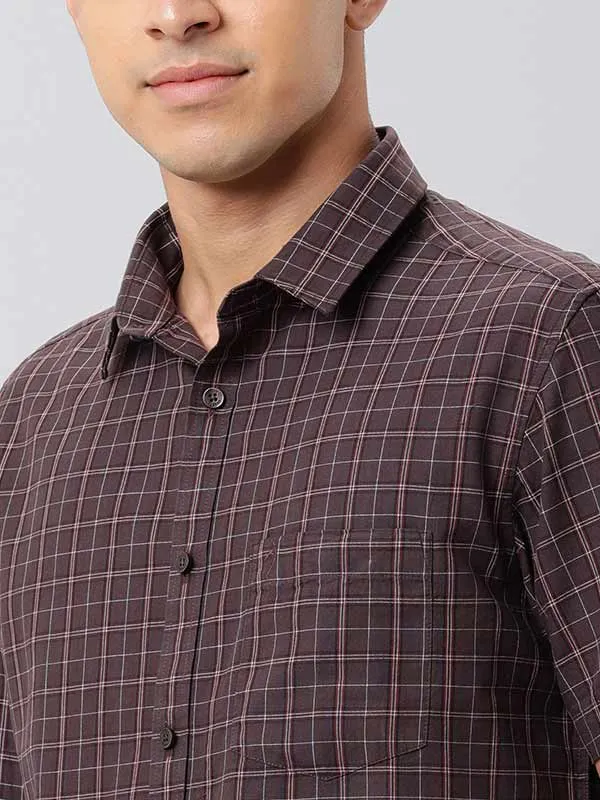 Men Fairtrade Checked Half Sleeve Cotton Shirt