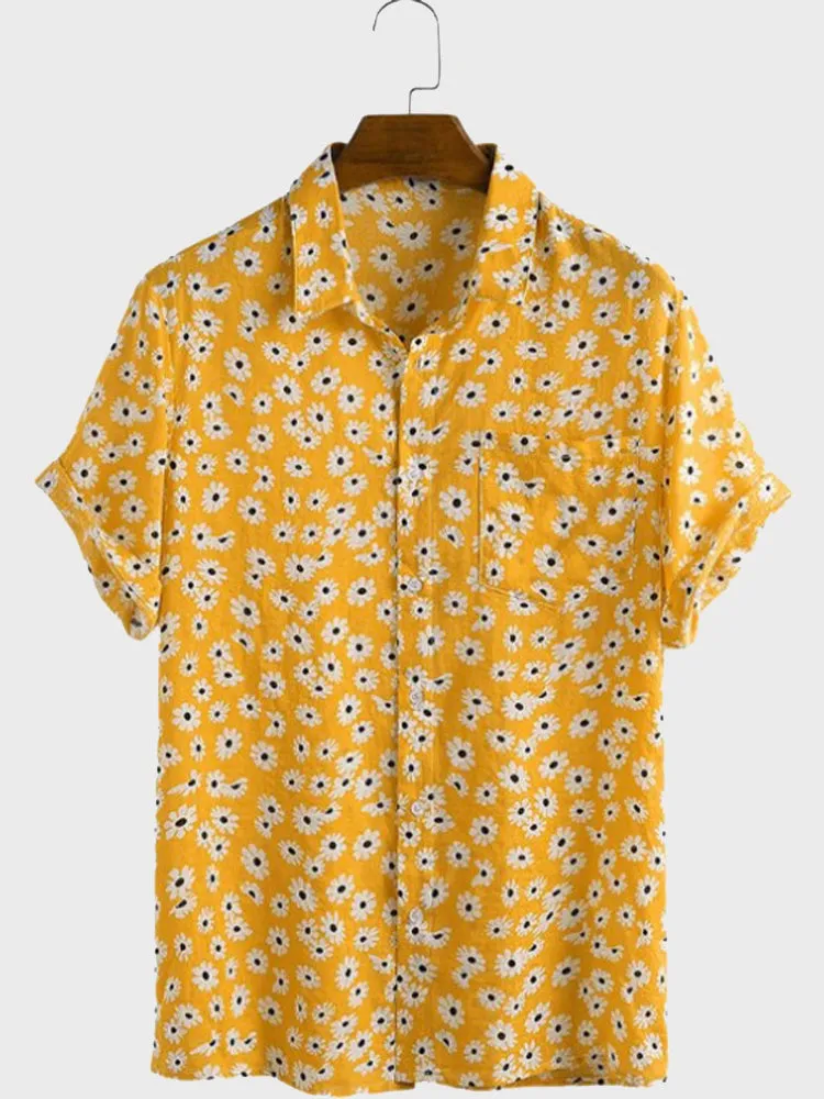 Men's Daisy Print Summer Shirt