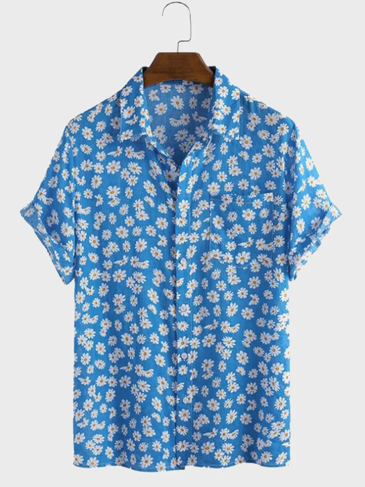 Men's Daisy Print Summer Shirt