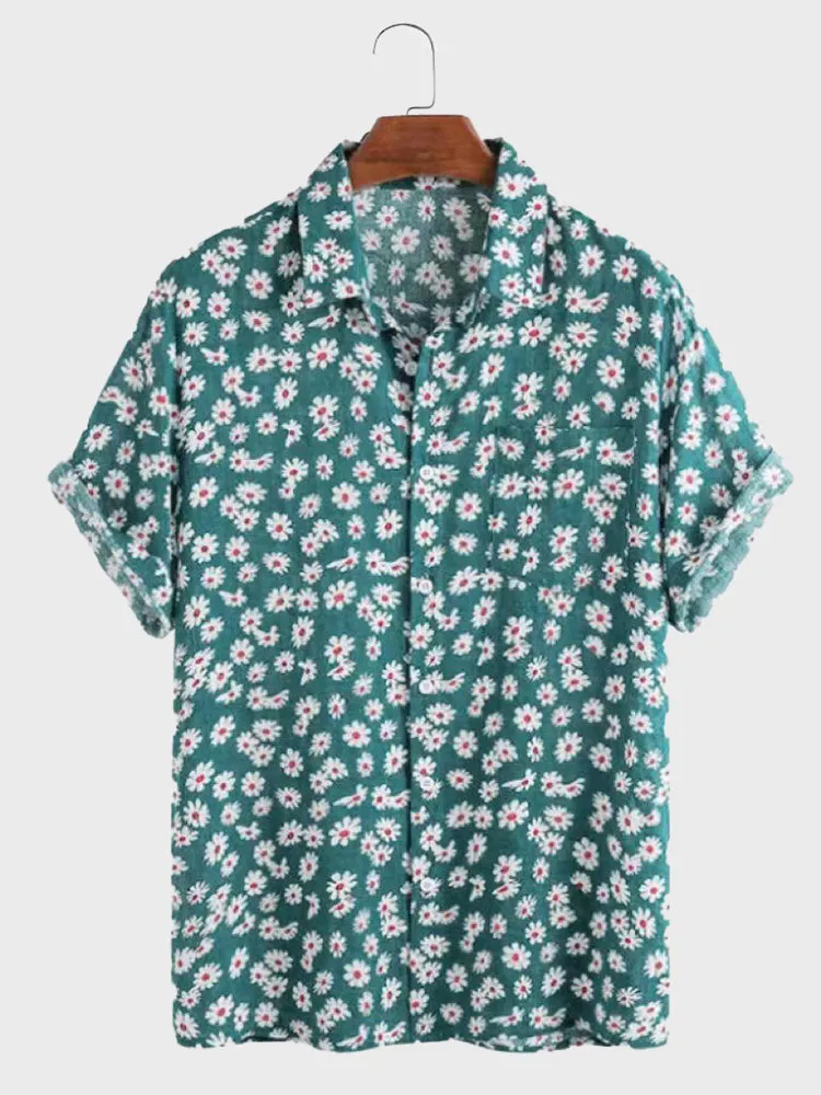 Men's Daisy Print Summer Shirt