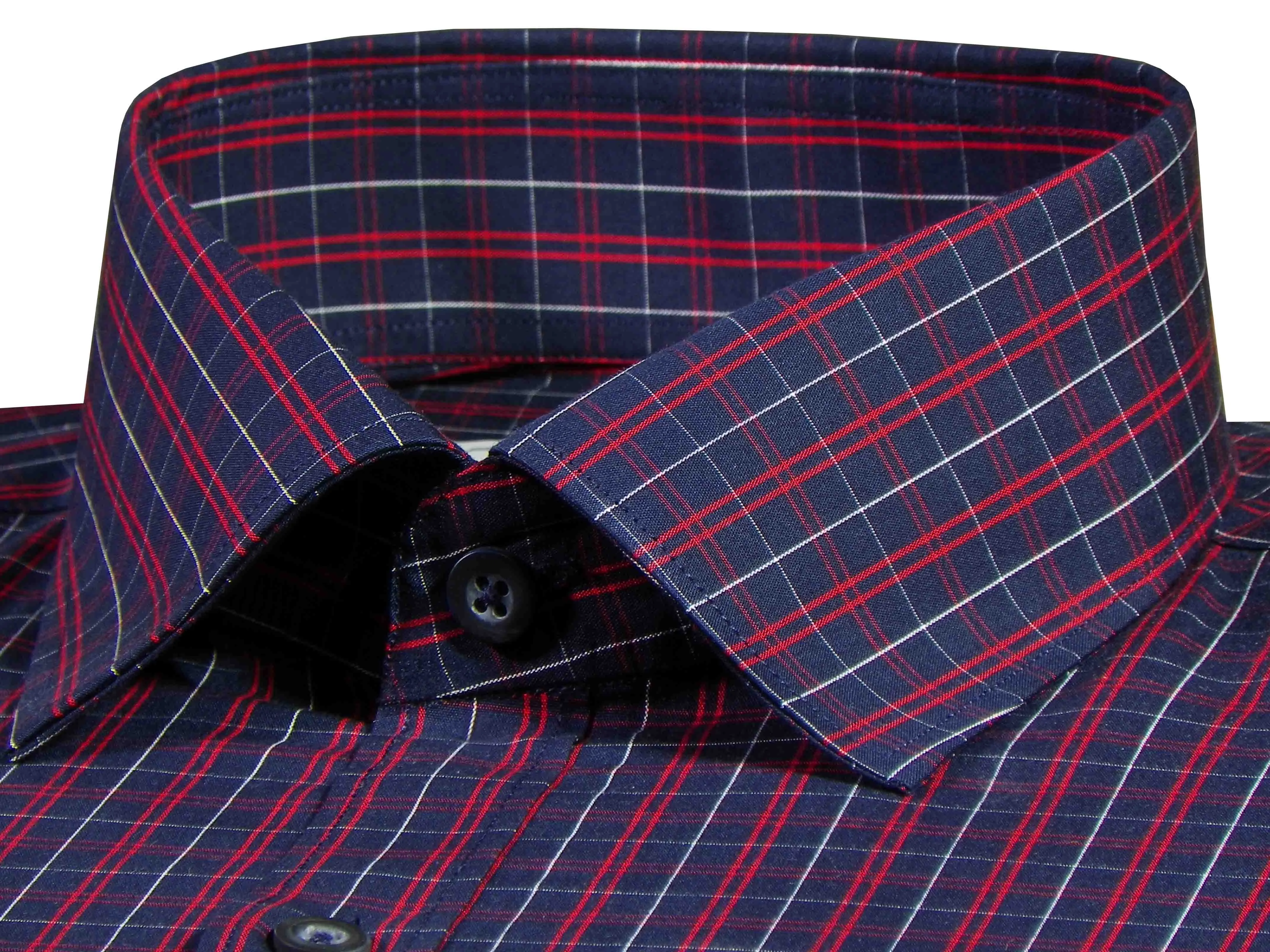 Men's Premium Cotton Twill Check Shirt - Red (0956)