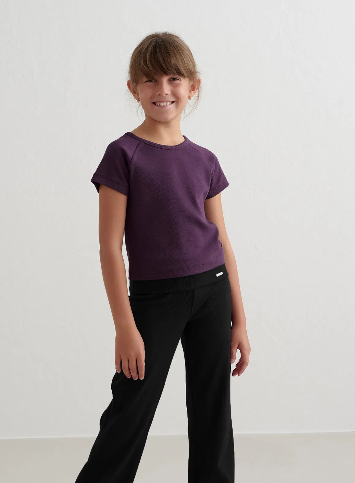 Midnight Plum Young Ease Ribbed Short Sleeve