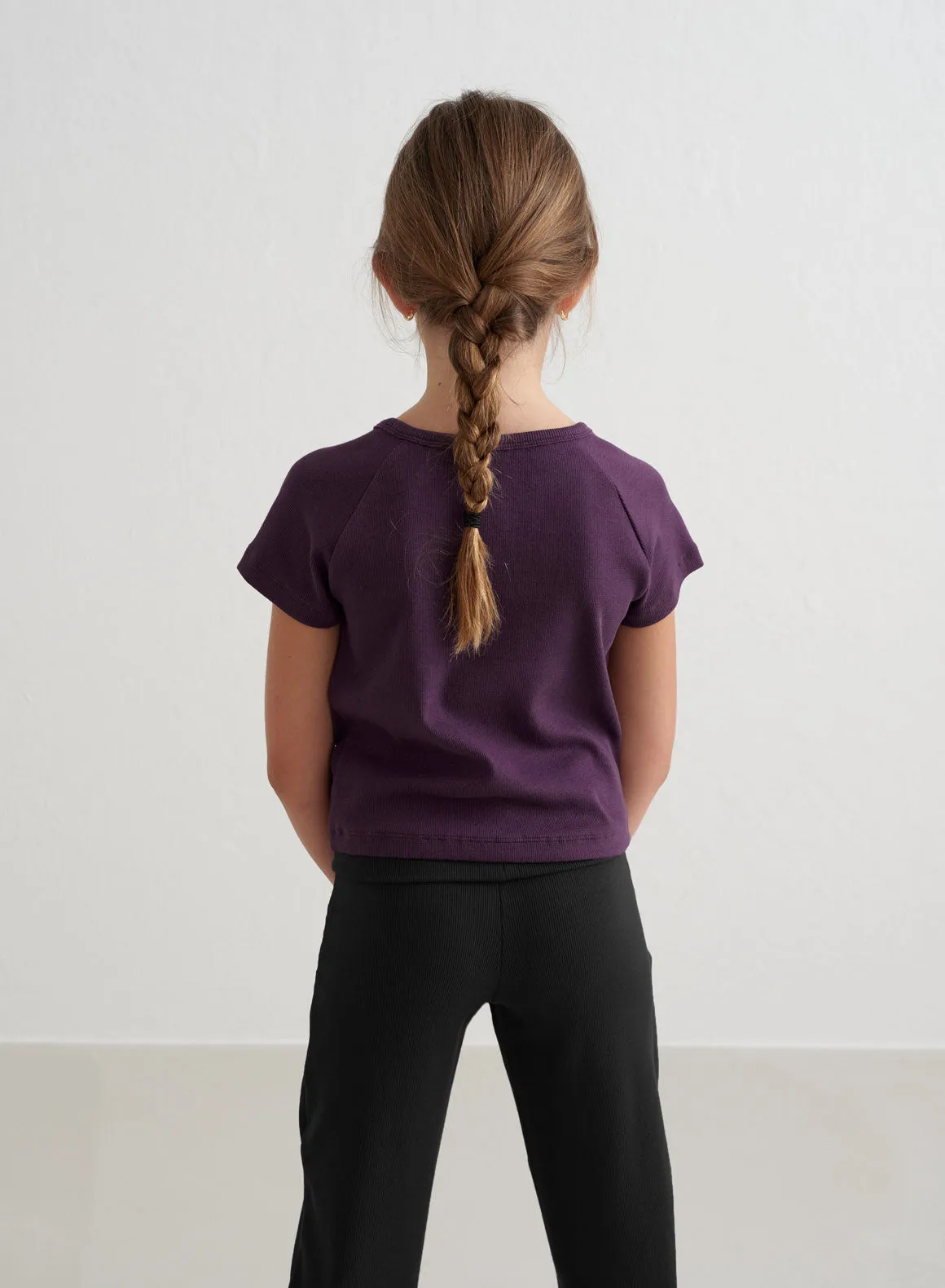 Midnight Plum Young Ease Ribbed Short Sleeve