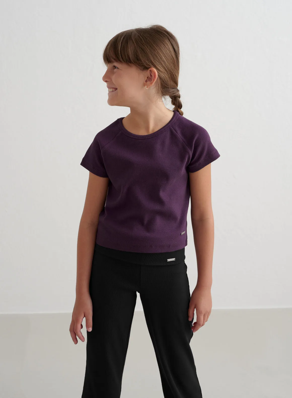 Midnight Plum Young Ease Ribbed Short Sleeve