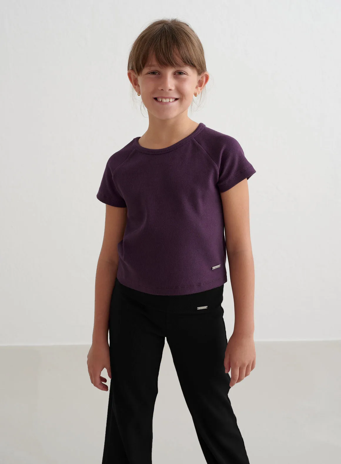 Midnight Plum Young Ease Ribbed Short Sleeve