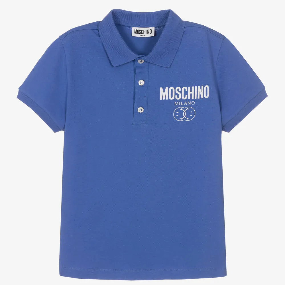 Moschino Boys Mini Me Polo with Milano Smiley Graphic