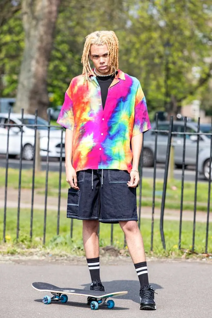 Multi Tie Dye Print Revere Shirt