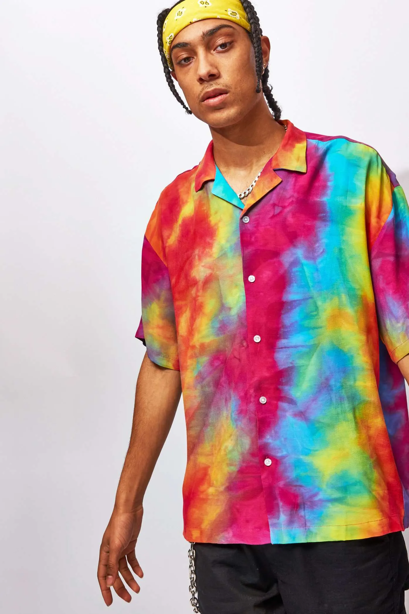 Multi Tie Dye Print Revere Shirt