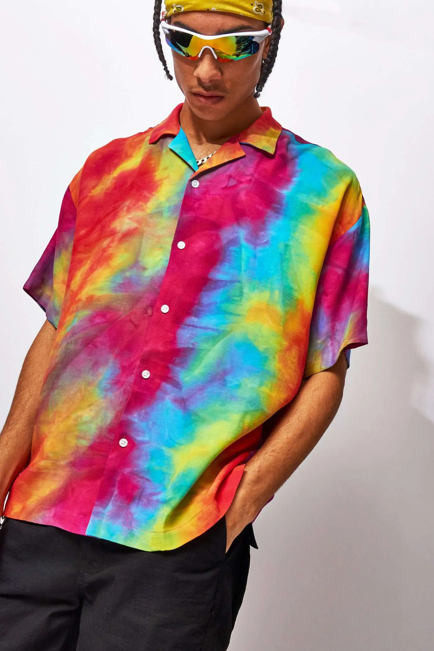 Multi Tie Dye Print Revere Shirt