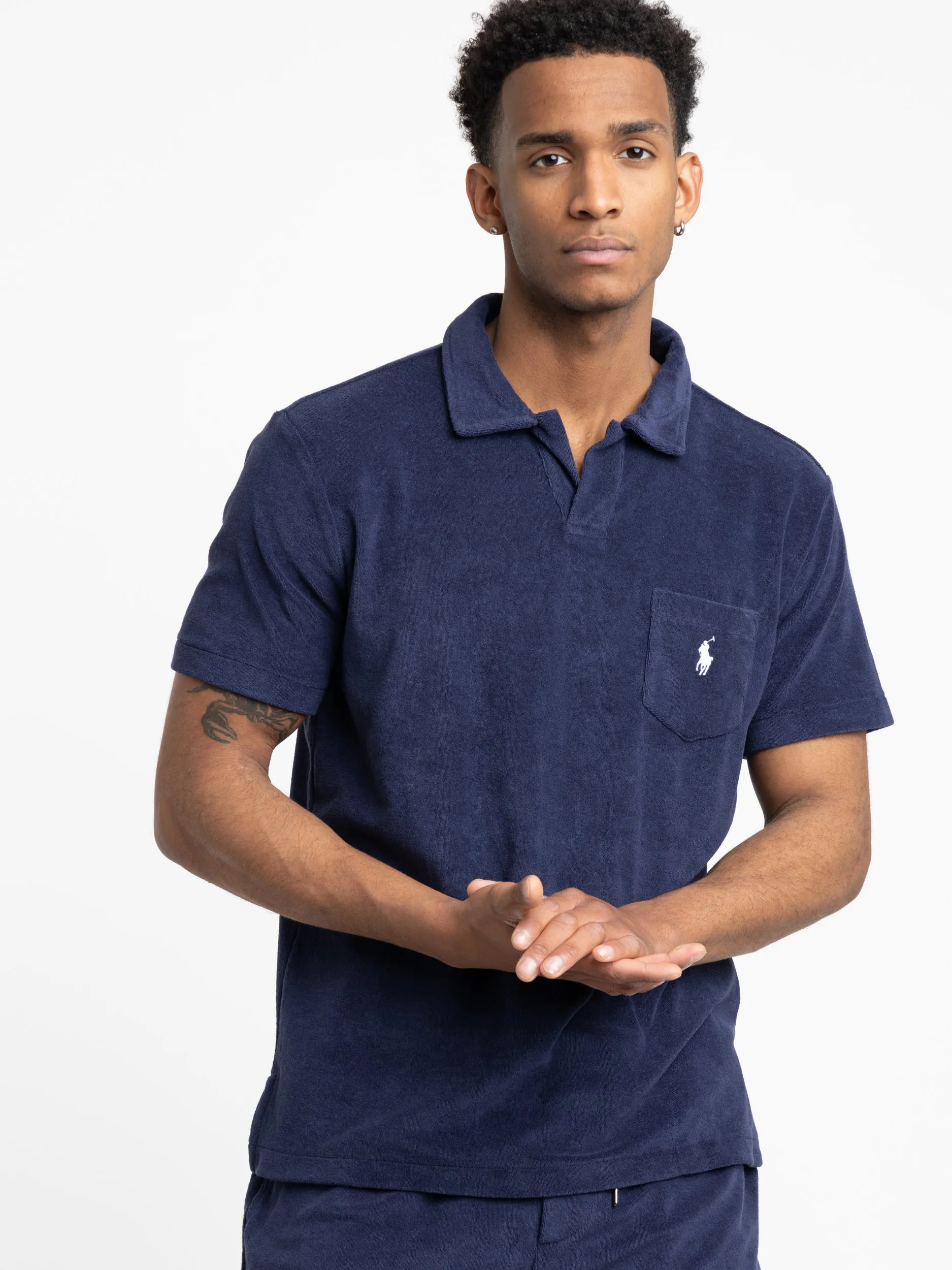 Newport Navy Classic Fit Terry Polo Shirt