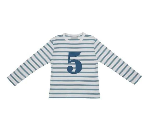 Ocean blue & white breton striped T shirt - 5