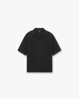 Open Stitch Polo - Black