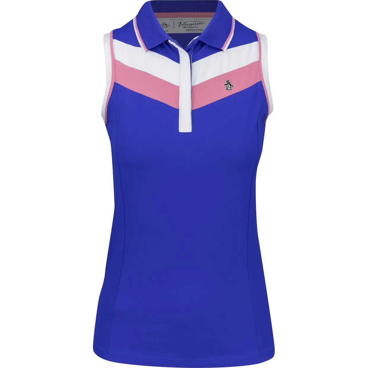 Original Penguin Womens Sleeveless Color Block Mesh Back Polo - BLUE TATTOO