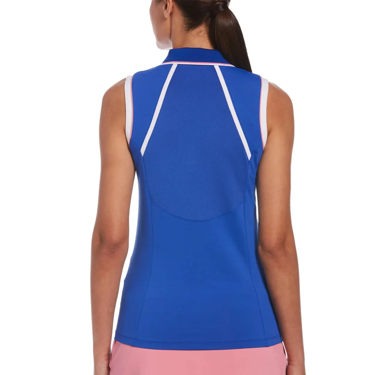 Original Penguin Womens Sleeveless Color Block Mesh Back Polo - BLUE TATTOO