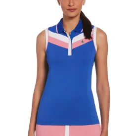 Original Penguin Womens Sleeveless Color Block Mesh Back Polo - BLUE TATTOO