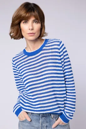 PAIGE POINTELLE STRIPE JUMPER (BLUE/WHITE)