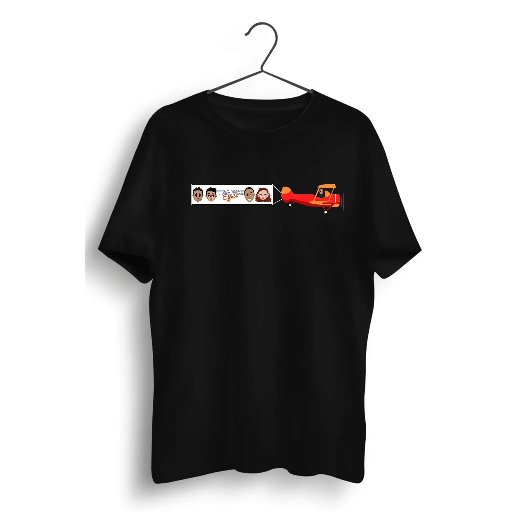 Plane Graphic Printed Black Tee