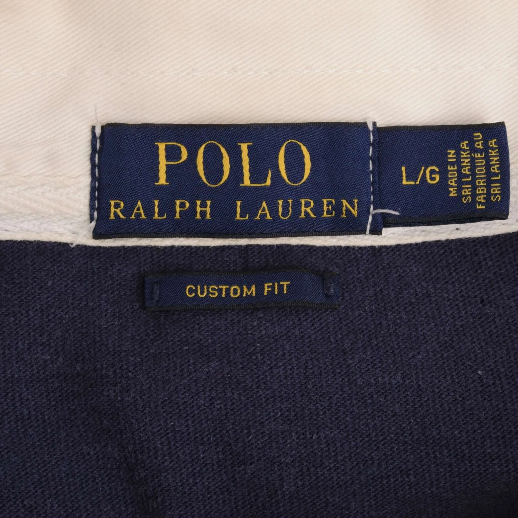 POLO RALPH LAUREN GREY & BLUE RUGBY POLO SHIRT SIZE LARGE