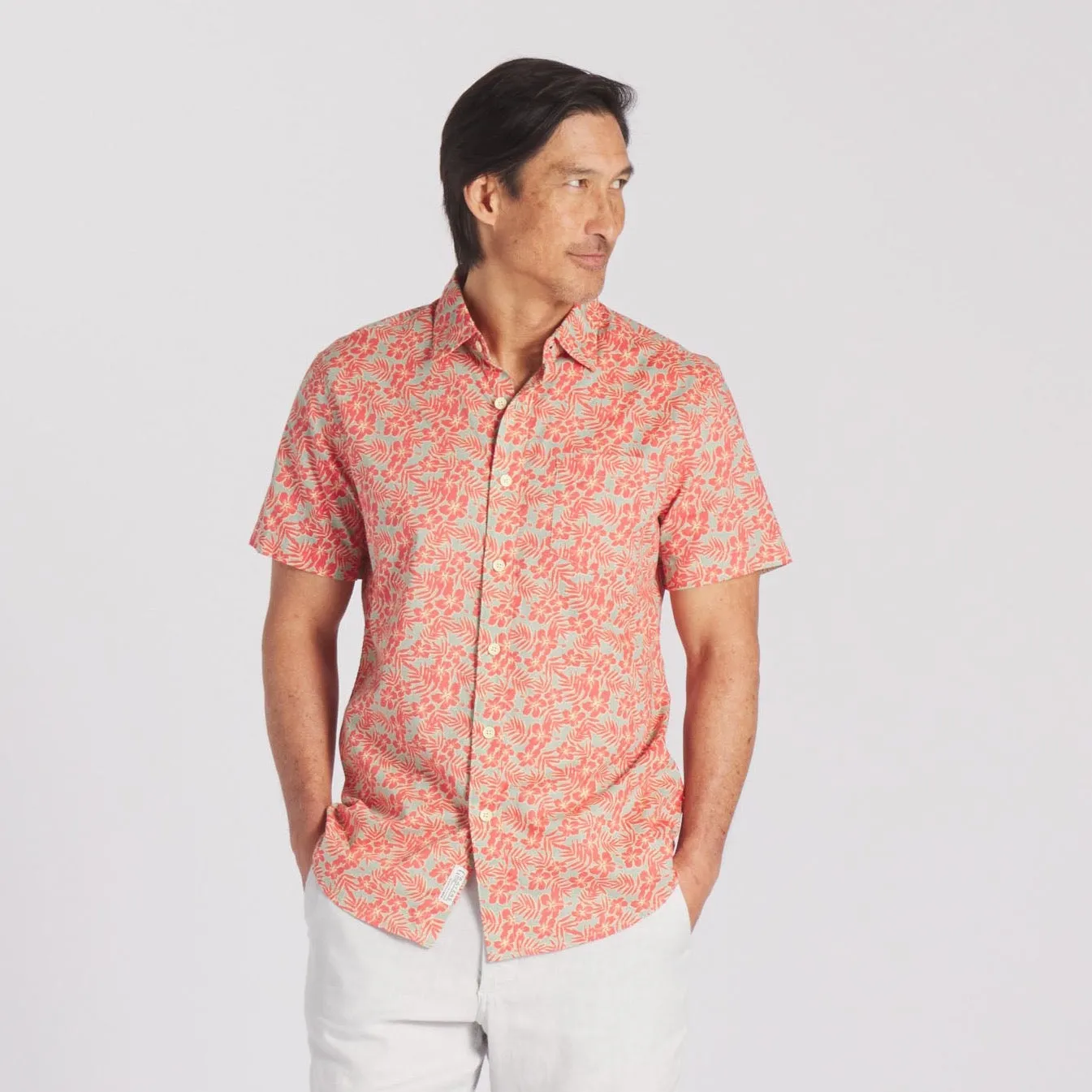 Printed Light Weight Poplin Shirt - Parsnip