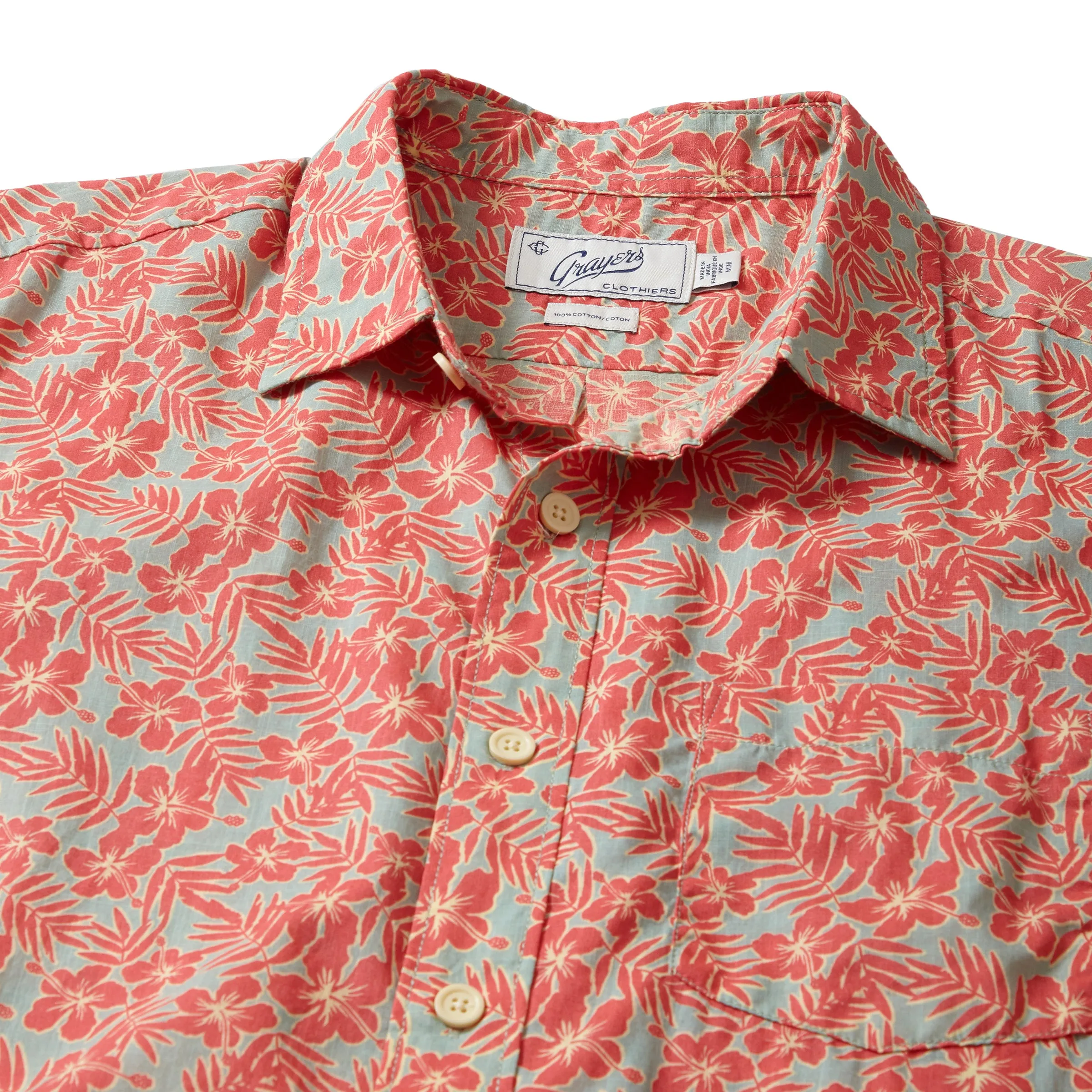 Printed Light Weight Poplin Shirt - Parsnip