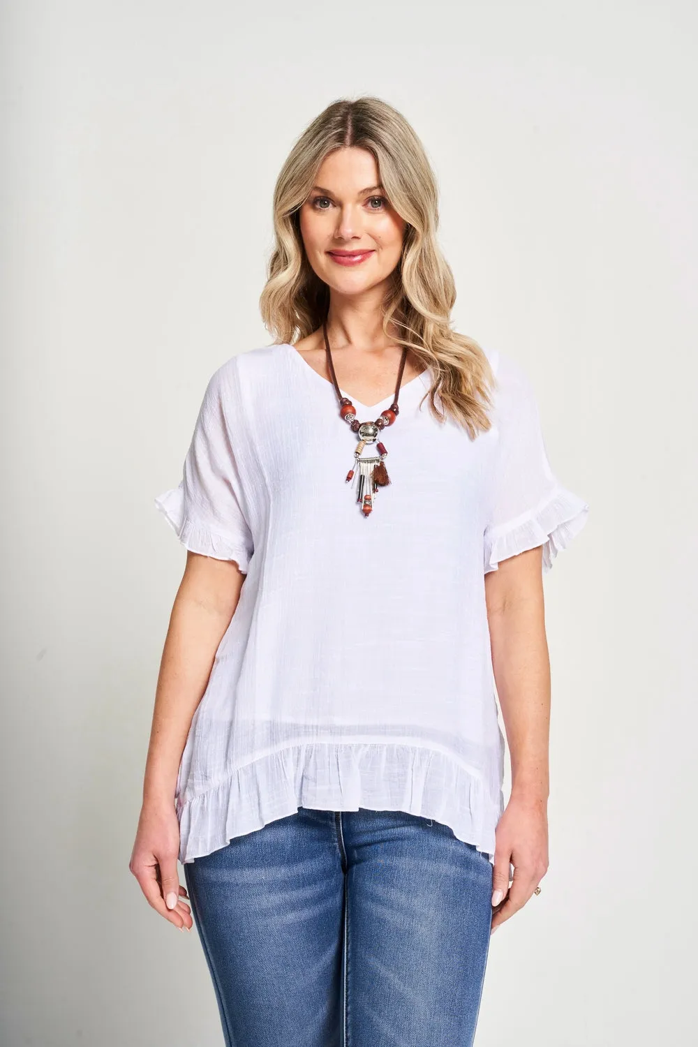 Saloos Frilled Hem & Sleeves Top