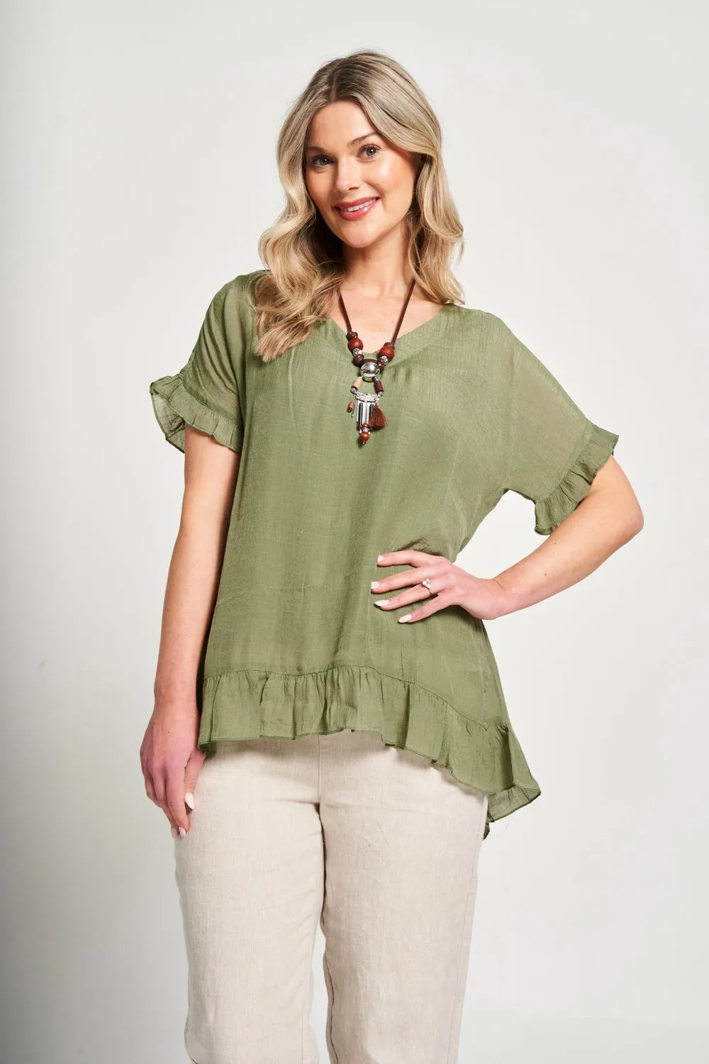 Saloos Frilled Hem & Sleeves Top