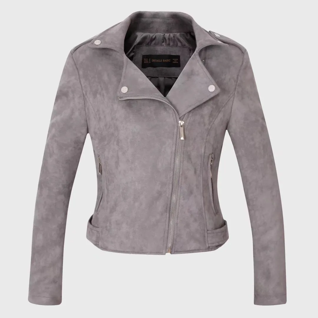 Slim Short Leather Jacket Deerskin Women