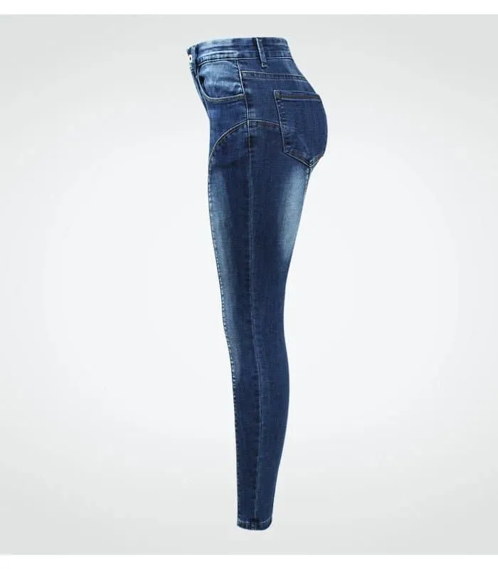 Stretchy Denim Jeans - High Street Style, Skinny Fit, Ankle-Length Women's Denim Pants