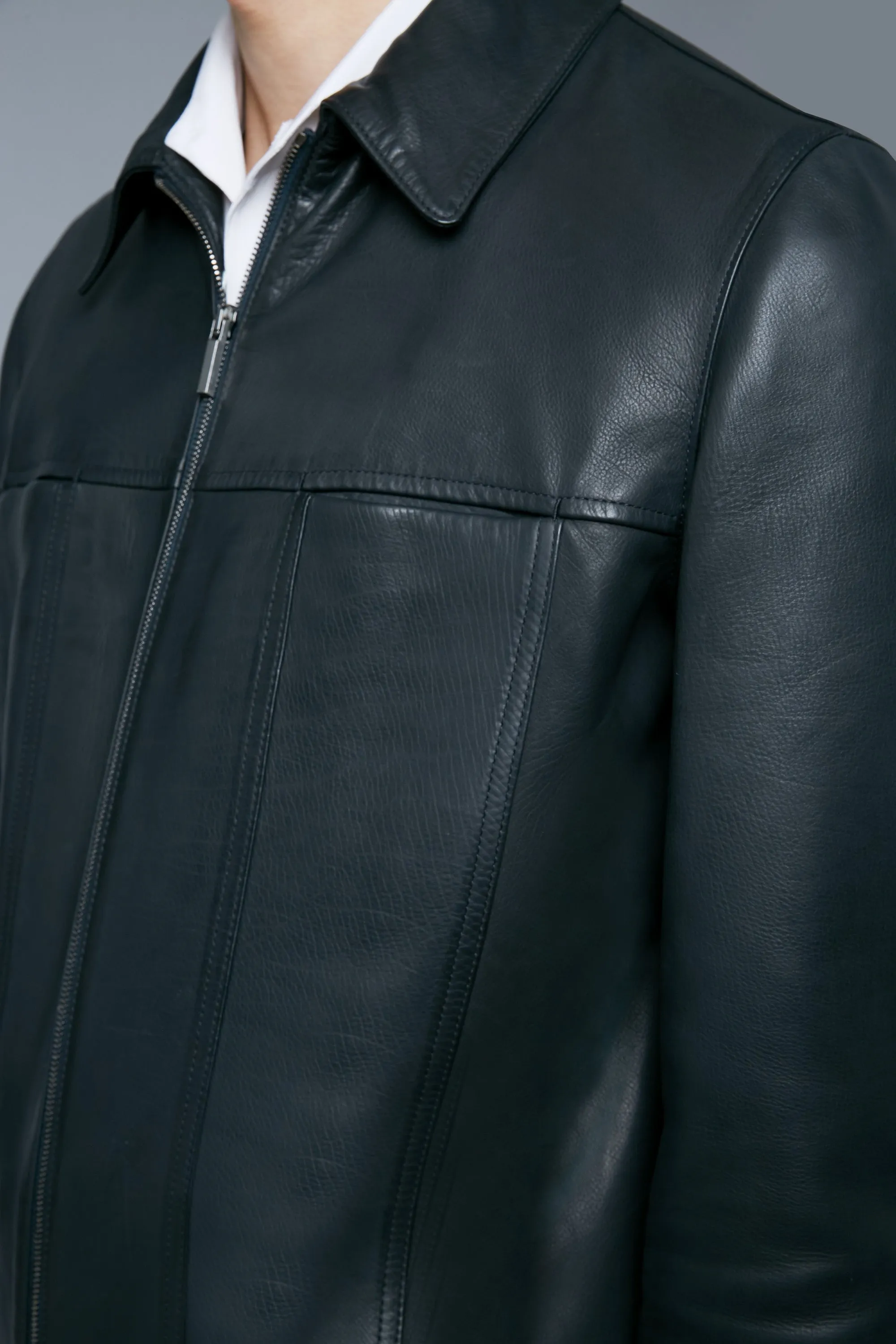 Supple Leather Jacket | Dust Blue