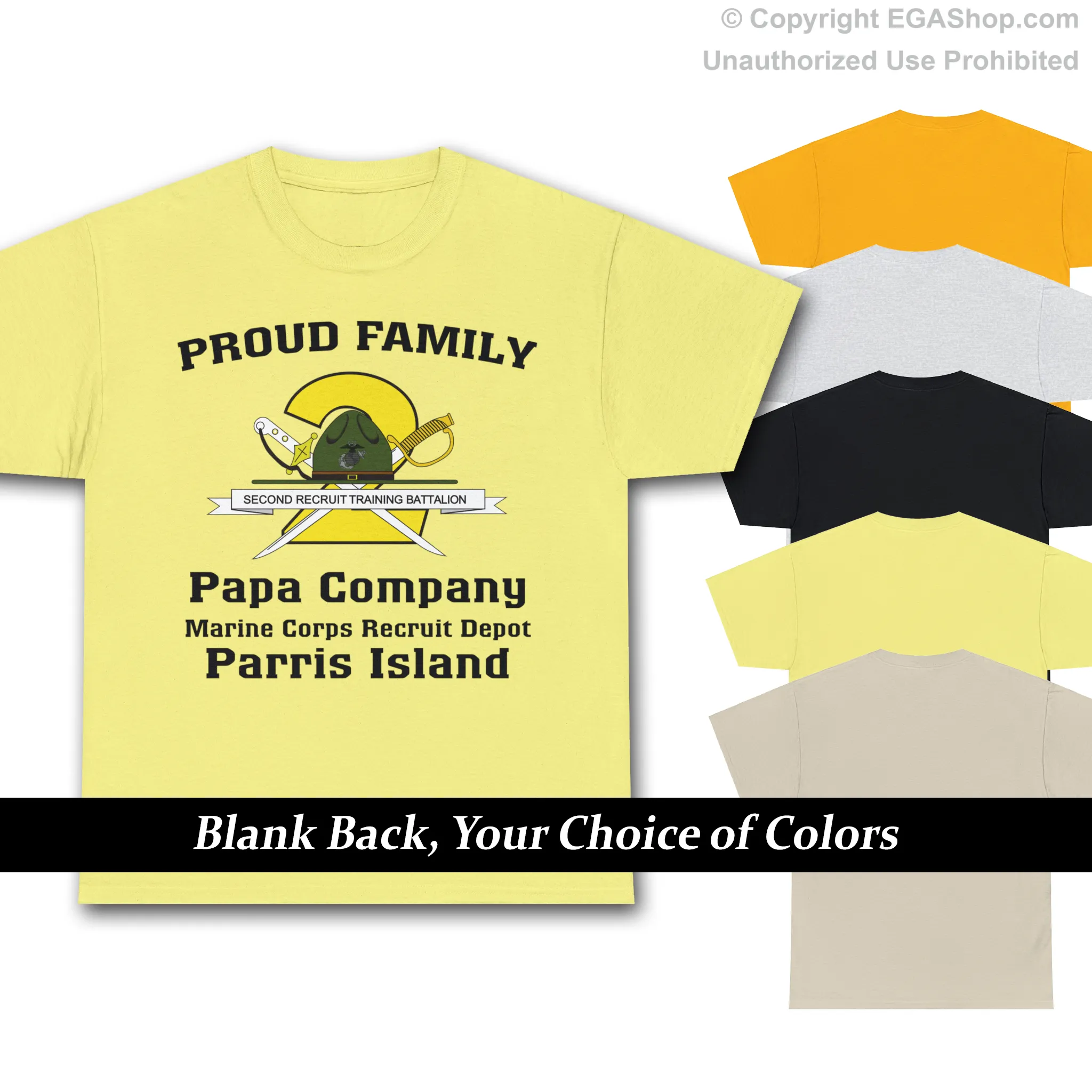 T-Shirt: Papa Co. MCRD Parris Island (2nd Battalion Crest)