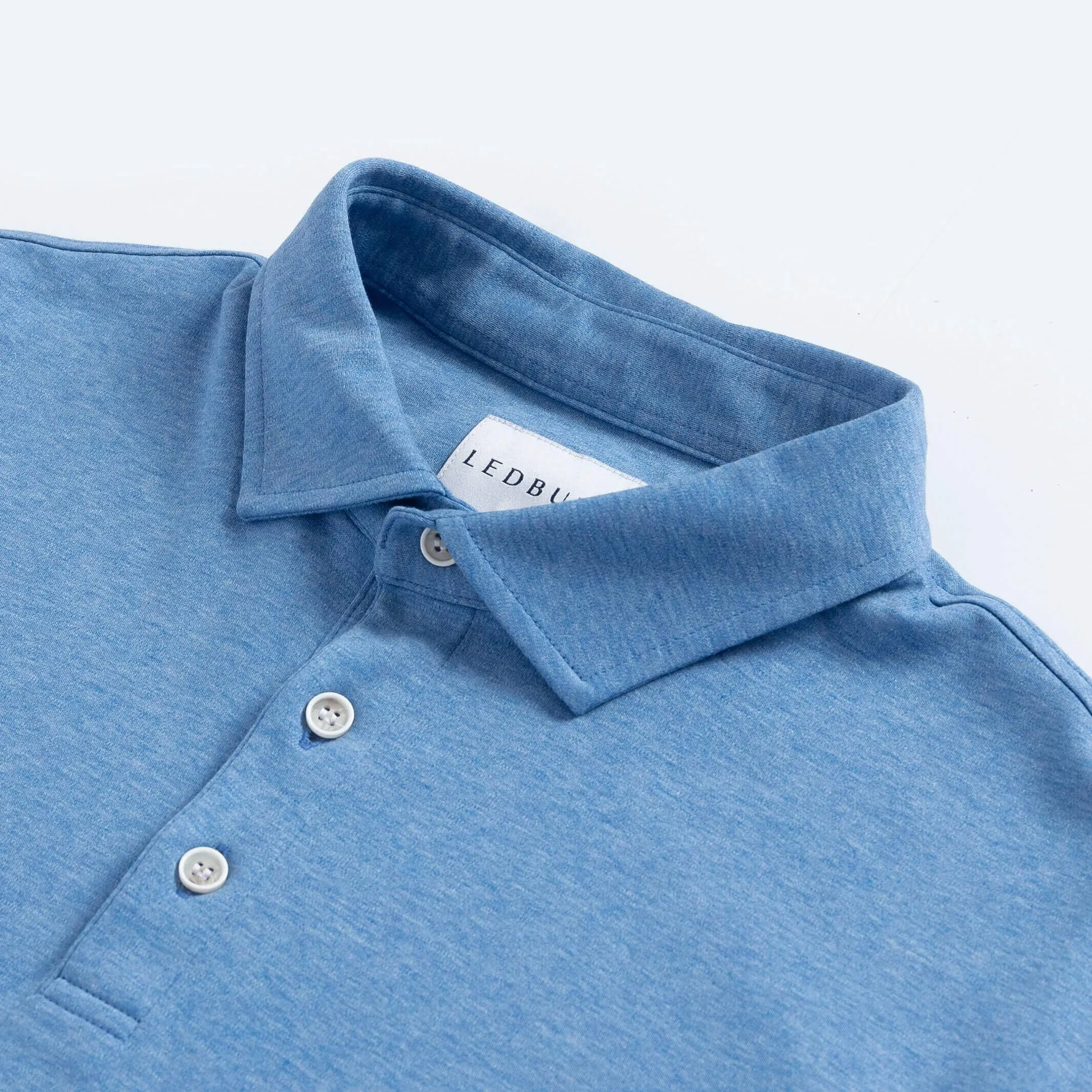 The Blue Heather Arlon Knit Long Sleeve Custom Polo