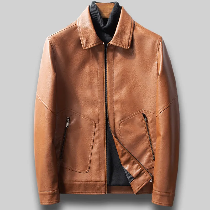 Trendy casual leather jacket